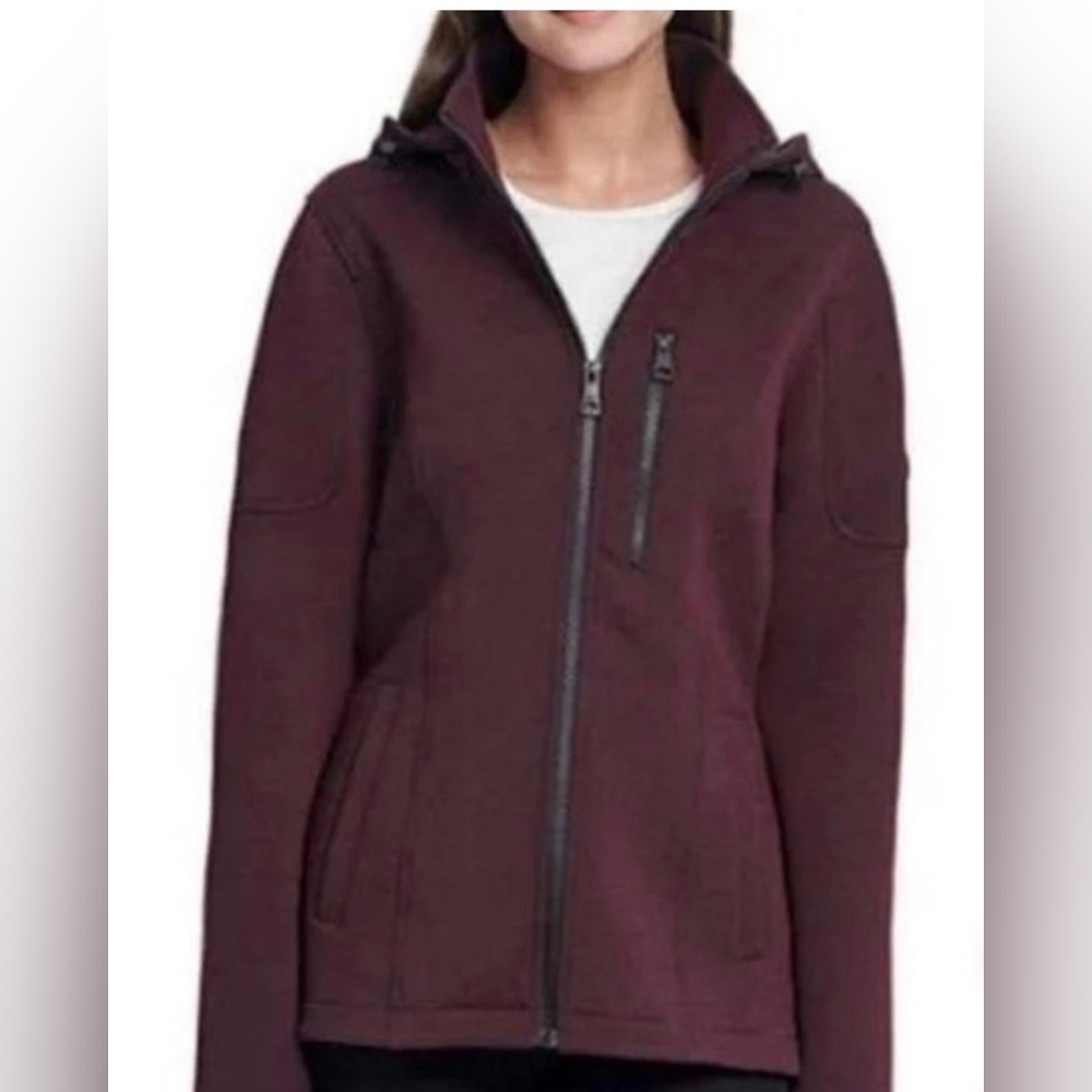 Andrew Marc Maroon Softshell Hooded Water Repellant Jacket w Full Front Zip SzM